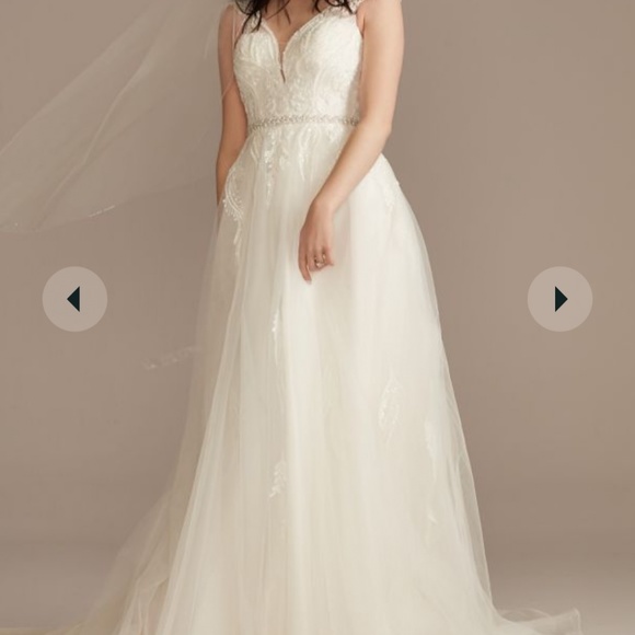 Oleg Cassini Cap-Sleeve Beaded Wedding Dress - Picture 7 of 7